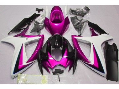 Best Aftermarket 2006-2007 Pink & White Suzuki GSXR 600-750 Fairings