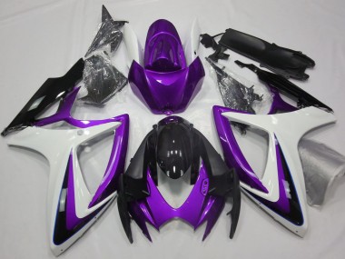 2006-2007 Purple & White Debadged Suzuki GSXR 600-750 Fairings