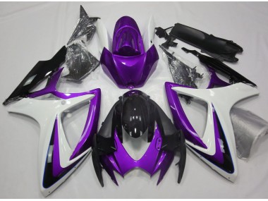 Best Aftermarket 2006-2007 Purple & White Debadged Suzuki GSXR 600-750 Fairings