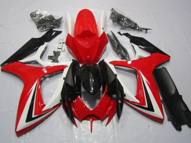 Best Aftermarket 2006-2007 Red Black and White Suzuki GSXR 600-750 Fairings