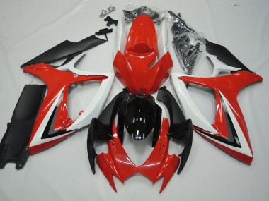 Best Aftermarket 2006-2007 Red and White Suzuki GSXR 600-750 Fairings