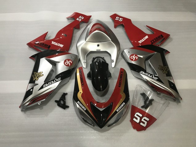 Best Aftermarket 2006-2007 Shiny Silver & Red Kawasaki ZX10R Fairings