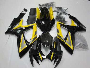 Best Aftermarket 2006-2007 Silver and Black Yellow Suzuki GSXR 600-750 Fairings