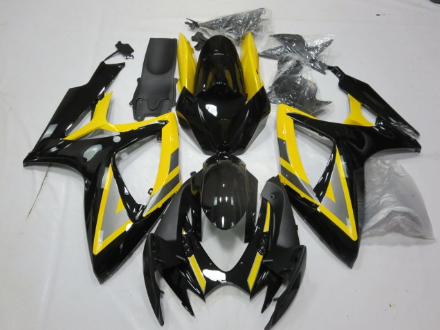 Best Aftermarket 2006-2007 Silver and Black Yellow Suzuki GSXR 600-750 Fairings