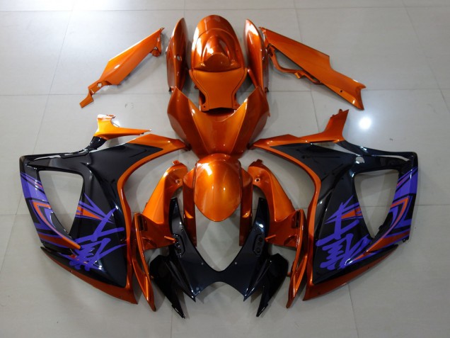 2006-2007 Vibrant Orange & Gloss Black Suzuki GSXR 600-750 Fairings