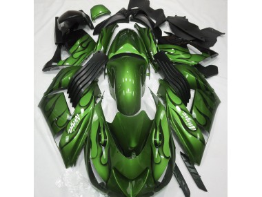 Best Aftermarket 2006-2011 Gloss Green & Flame Kawasaki ZX14R Fairings