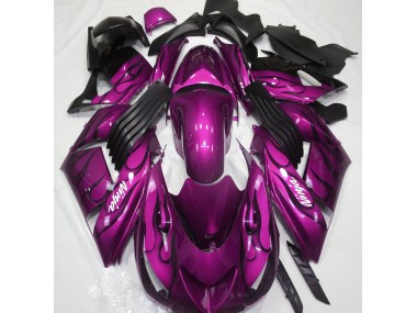 Best Aftermarket 2006-2011 Gloss Pink & Flame Kawasaki ZX14R Fairings