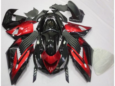 Best Aftermarket 2006-2011 Gloss Red and Black Plain Kawasaki ZX14R Fairings