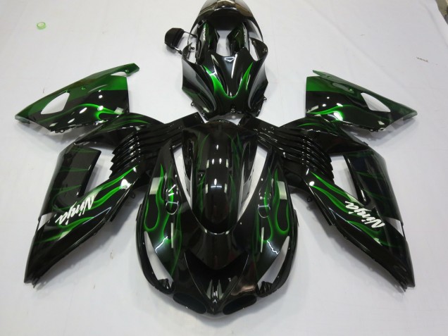 Best Aftermarket 2006-2011 Green Flame Kawasaki ZX14R Fairings