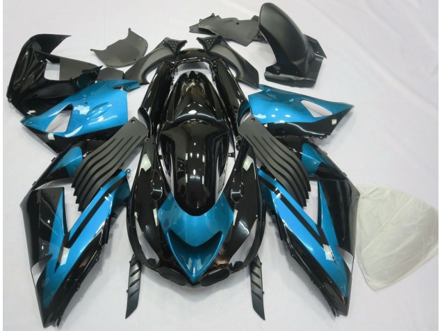 2006-2011 Light Blue and Black Plain Kawasaki ZX14R Fairings