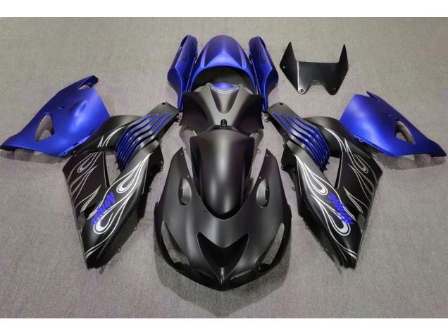 2006-2011 Matte Black and Blue Kawasaki ZX14R Fairings