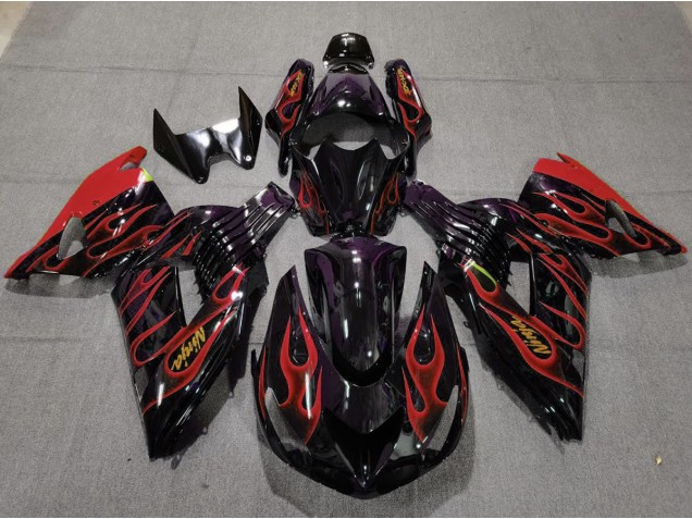 2006-2011 Red Flame Kawasaki ZX14R Fairings