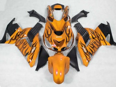 2006-2011 Yellow Black Flame Kawasaki ZX14R Fairings