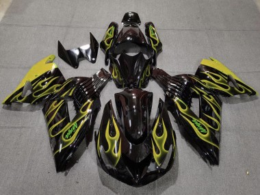 2006-2011 Yellow Flame Kawasaki ZX14R Fairings