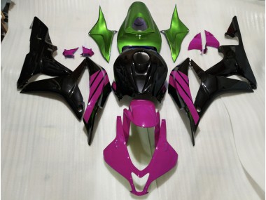 2007-2008 Gloss Black & Pink and Green Accents Honda CBR600RR Fairings