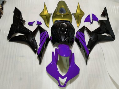 2007-2008 Gloss Black & Purple and Gold Accents Honda CBR600RR Fairings