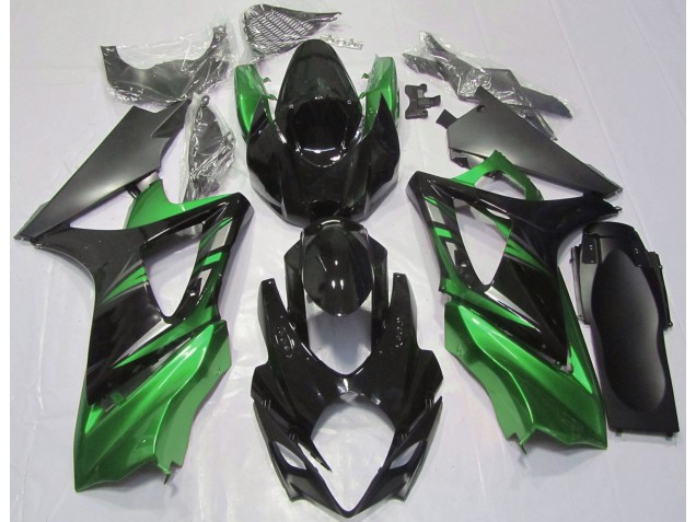 Best Aftermarket 2007-2008 Gloss Black and Green Suzuki GSXR 1000 Fairings