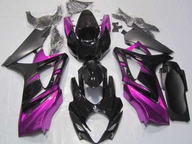 Best Aftermarket 2007-2008 Gloss Black and Pink Suzuki GSXR 1000 Fairings