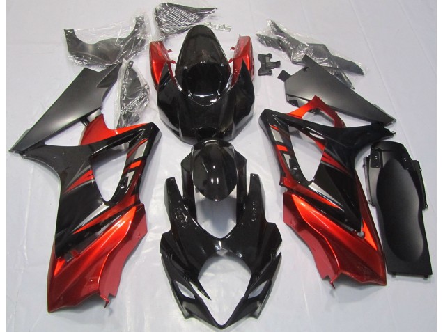 Best Aftermarket 2007-2008 Gloss Black and Red Suzuki GSXR 1000 Fairings