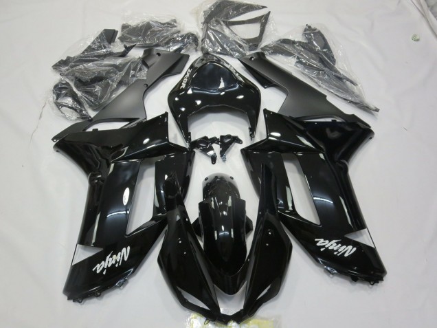 2007-2008 Gloss Black white decal Kawasaki ZX6R Fairings