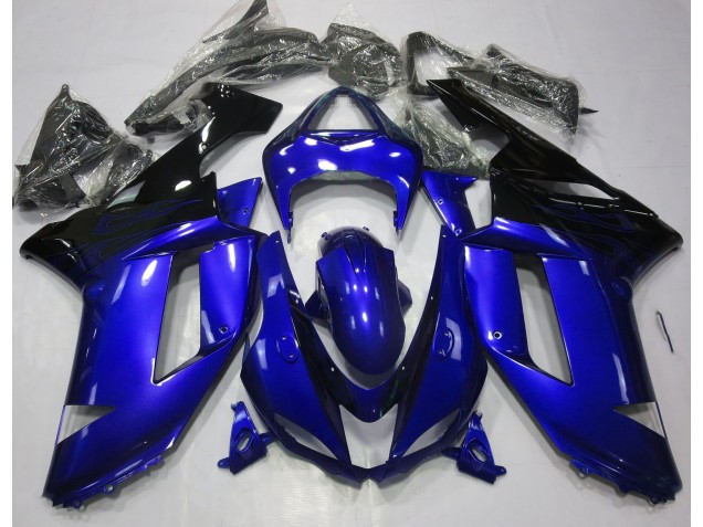 2007-2008 Gloss Blue & Black Kawasaki ZX6R Fairings