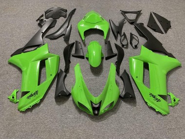 2007-2008 Gloss Green and Matte Black Kawasaki ZX6R Fairings