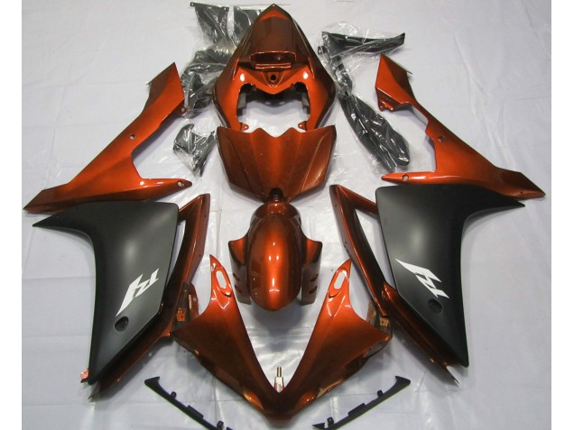 2007-2008 Gloss Orange and Black Yamaha R1 Fairings