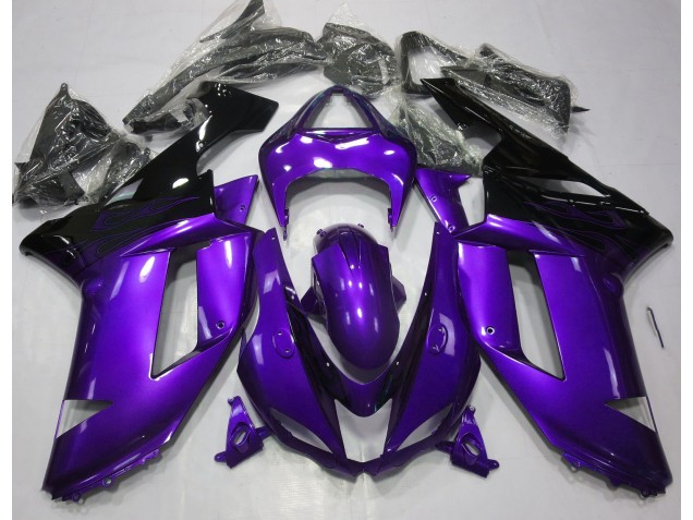 2007-2008 Gloss Purple & Black Kawasaki ZX6R Fairings