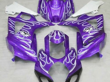 Best Aftermarket 2007-2008 Gloss Purple and White Flame Suzuki GSXR 1000 Fairings