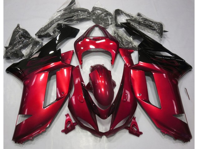 Best Aftermarket 2007-2008 Gloss Red & Black Kawasaki ZX6R Fairings