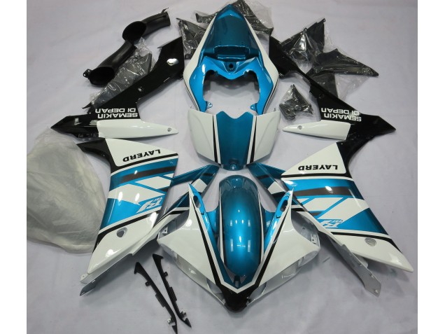 Best Aftermarket 2007-2008 Gloss White and Light Blue Yamaha R1 Fairings