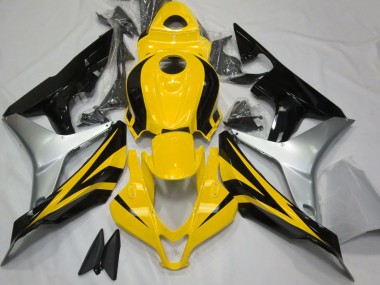 2007-2008 Gloss Yellow Silver and Black Honda CBR600RR Fairings