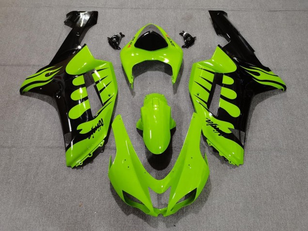 Best Aftermarket 2007-2008 Green Flame Kawasaki ZX6R Fairings