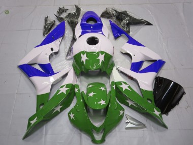 Best Aftermarket 2007-2008 Green and Blue Stars and Stripes Honda CBR600RR Fairings