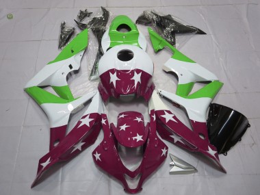 2007-2008 Green and Maroon Stars and Stripes Honda CBR600RR Fairings