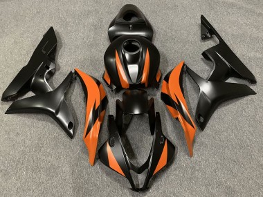 2007-2008 Matte Black & Orange Design Honda CBR600RR Fairings