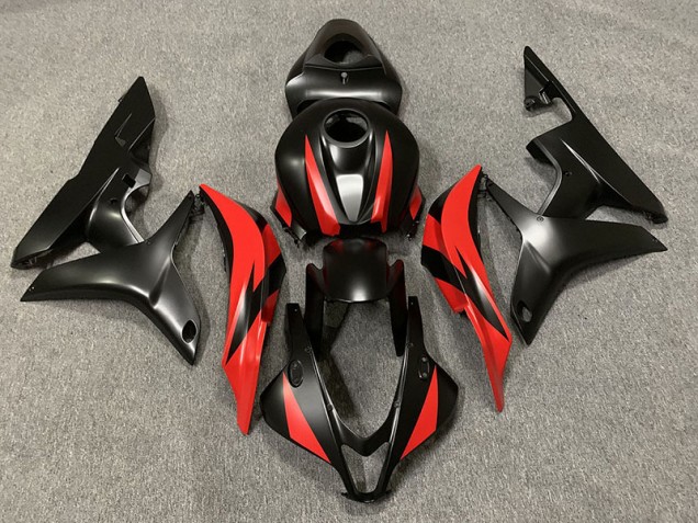 2007-2008 Matte Black and Red Honda CBR600RR Fairings