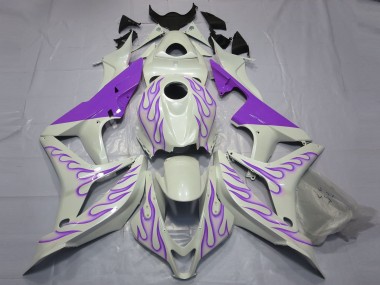 2007-2008 Purple Flame on White Honda CBR600RR Fairings