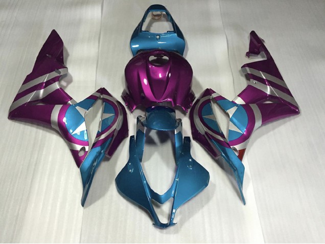 2007-2008 Purple and Light Blue Captain America Honda CBR600RR Fairings