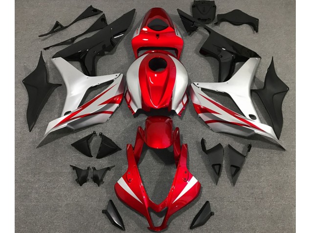 2007-2008 Red and Silver OEM Style Honda CBR600RR Fairings