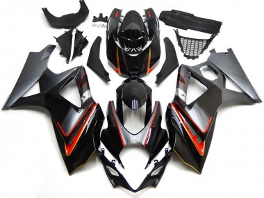 Best Aftermarket 2007-2008 Silver and Black with Red Suzuki GSXR 1000 Fairings