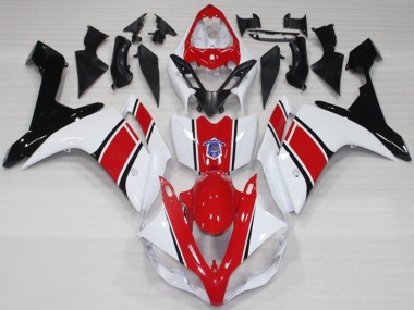 2007-2008 White and Red OEM Style Gloss Yamaha R1 Fairings