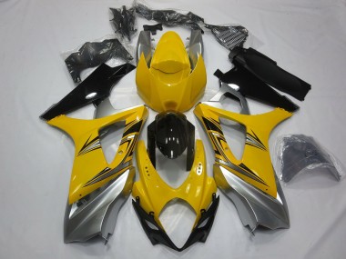 Best Aftermarket 2007-2008 Yellow Silver Suzuki GSXR 1000 Fairings