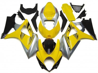 Best Aftermarket 2007-2008 Yellow and Silver OEM Style Suzuki GSXR 1000 Fairings