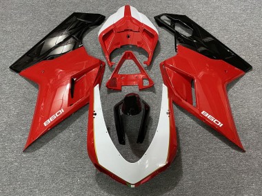 2007-2012 Black Red White Ducati 848 1098 1198 Fairings