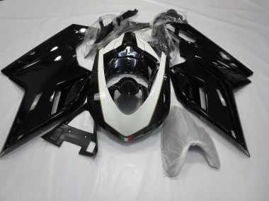 Best Aftermarket 2007-2012 Gloss Black and White Ducati 848 1098 1198 Fairings