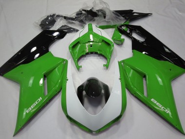 Best Aftermarket 2007-2012 Gloss Green & White Ducati 848 1098 1198 Fairings