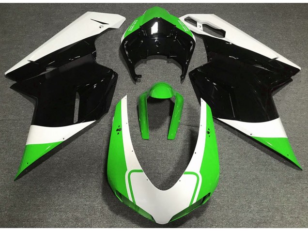 2007-2012 Gloss Green White and Black Ducati 848 1098 1198 Fairings