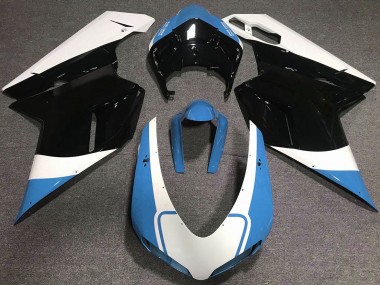 2007-2012 Gloss Light Blue White and Black Ducati 848 1098 1198 Fairings