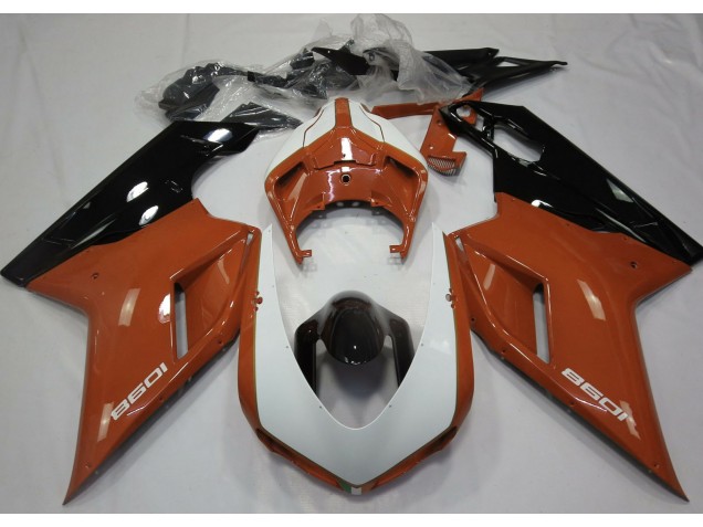 Best Aftermarket 2007-2012 Gloss Orange & White Ducati 848 1098 1198 Fairings